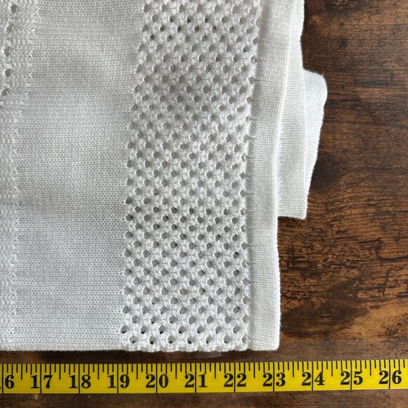 Cardigan Sweater White Medium Cotton Blend Open Crochet Kimono Boho Cottagecore - Picture 4 of 9